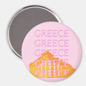 Griechenland, Reisekunst, Rosa Magnet (Vorderseite/Rückseite)