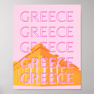 Griechenland, Reisekunst, Rosa Poster