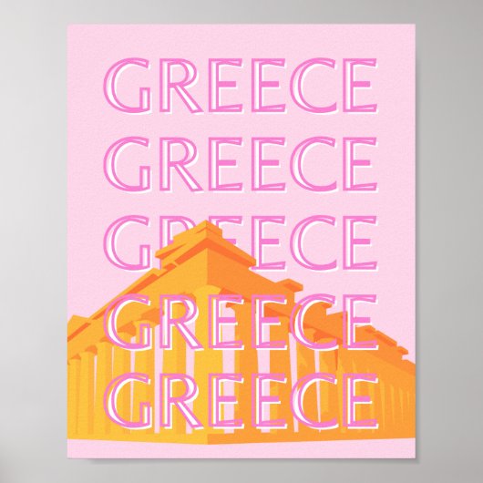 Griechenland, Reisekunst, Rosa Poster (Vorne)