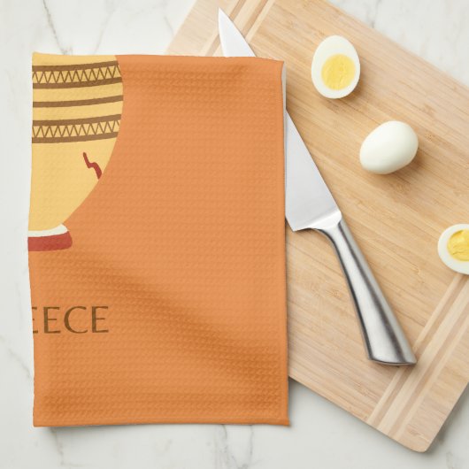 Griechenland, Reisen, Preppy, Orange Geschirrtuch (Viertel Falte)