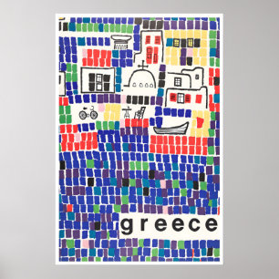 Griechenland Reiseplakat Griechische Kunst Mosaikd Poster