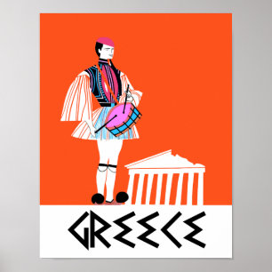Griechenland, Reiseposter im Vintage-Stil Poster