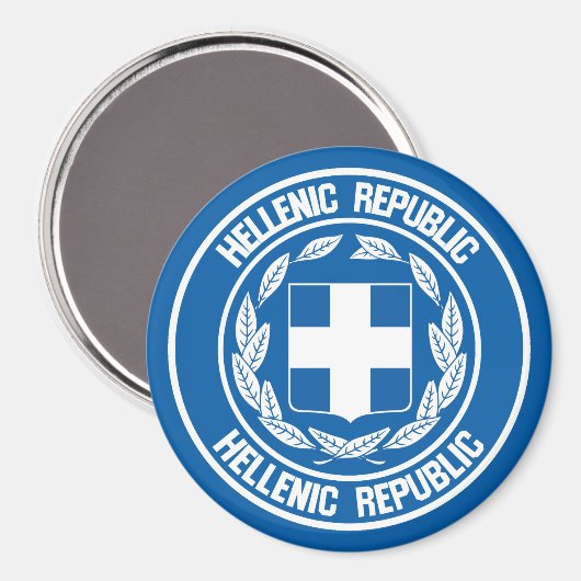 Griechenland-Runde Magnet (Vorderseite/Rückseite)