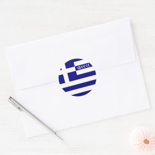 Griechenland Runder Aufkleber (Umschlag)