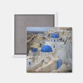 Griechenland, Santorin. Glockenturm und blaue Kupp Magnet (Vorderseite/Rückseite)