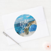 Griechenland Santorini Aquarell Brautparty Aufkleb Runder Aufkleber (Umschlag)