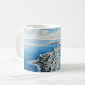 Griechenland Santorini Aquarellmalerei Design. Kaffeetasse (Vorderseite Links)