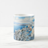 Griechenland Santorini Aquarellmalerei Design. Kaffeetasse (Mittel)
