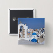 Griechenland, Santorini. Glockenturm und blaue Kup Button (Vorne & Hinten)