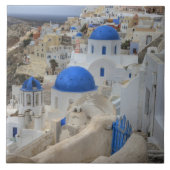 Griechenland, Santorini. Glockenturm und blaue Kup Fliese (Vorderseite)