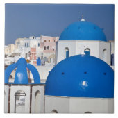 Griechenland, Santorini. Glockenturm und blaue Kup Fliese (Vorderseite)