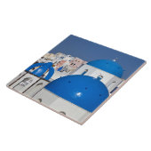 Griechenland, Santorini. Glockenturm und blaue Kup Fliese (Seite)