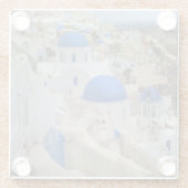 Griechenland, Santorini. Glockenturm und blaue Kup Glasuntersetzer (Rückseite)