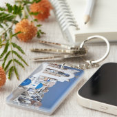 Griechenland, Santorini. Glockenturm und blaue Kup Schlüsselanhänger (Vorderseite rechts)