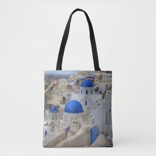 Griechenland, Santorini. Glockenturm und blaue Kup Tasche (Vorderseite)