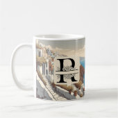 Griechenland Santorini Insel monogramm Reise blau Kaffeetasse (Links)