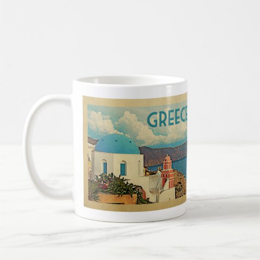 Griechenland Santorini Vintage Travel Kaffeetasse (Links)