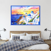 Griechenland Santorini Wasserfarbe Ägäisches Meer Leinwanddruck (Insitu (Schlafzimmer))