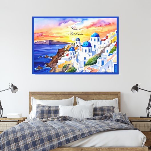 Griechenland Santorini Wasserfarbe Ägäisches Meer Leinwanddruck (Insitu (Schlafzimmer))
