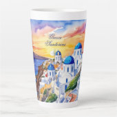 Griechenland Santorini Wasserfarbe Ägäisches Meer Milchtasse (Vorderseite)