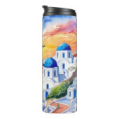 Griechenland Santorini Wasserfarbe Ägäisches Meer Thermosbecher (Nach rechts gedreht)