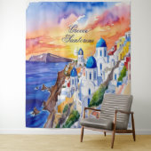 Griechenland Santorini Wasserfarbe Ägäisches Meer Wandteppich (Beispiel)