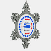 Griechenland Schneeflocken Zinn-Ornament (Links)