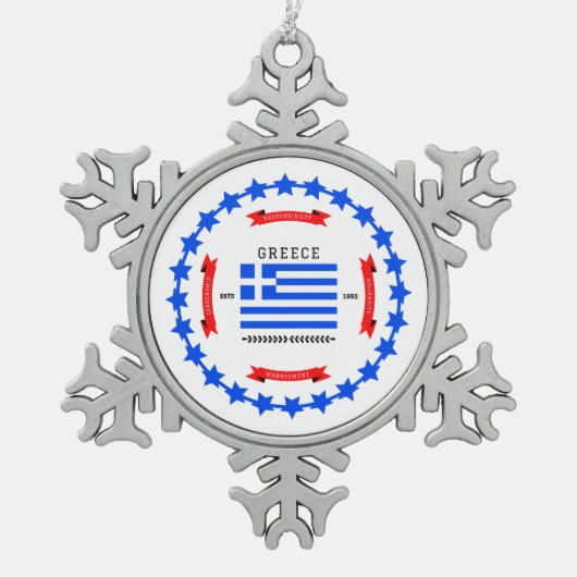Griechenland Schneeflocken Zinn-Ornament (Vorderseite)