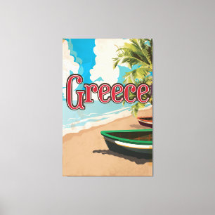 Griechenland Strand vintage Reiseplakat Leinwanddruck