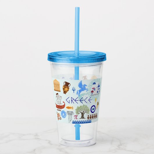 Griechenland Symbole für Reisende Acryltrinkbecher (Vorderseite)