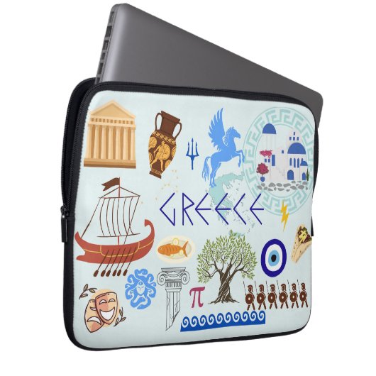 Griechenland Symbole für Reisende Laptopschutzhülle (Vorne Rechts)