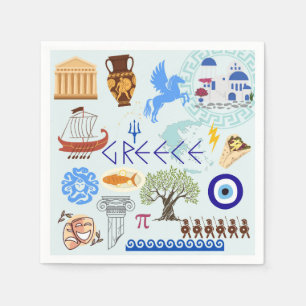 Griechenland Symbole für Reisende Serviette