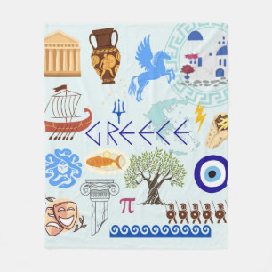 Griechenland Symbole Reise Liebhaber Fleecedecke