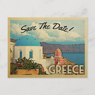 Griechenland Termin merken Vintage Santorini Ankündigungspostkarte