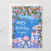 Griechenland Terrasse Aussicht Kunstmalerei glückl Karte (Vorderseite)