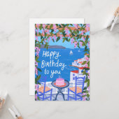 Griechenland Terrasse Aussicht Kunstmalerei glückl Karte (Vorderseite/Rückseite Beispiel)