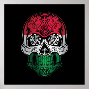 Griechenland Totenkopf- und Rosenflagge Poster