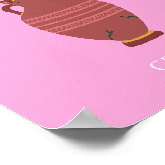 Griechenland, Travel Art, Preppy, Retro Art, Pink Poster (Ecke)