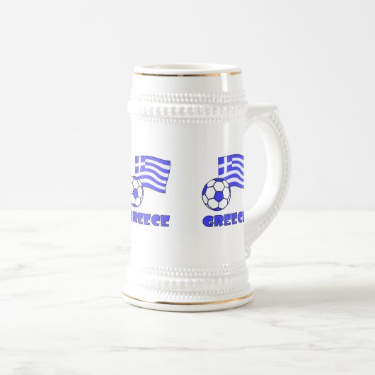 Griechenland und der griechische Flaggen-Fußballba Bierglas (VorderseiteRechts)