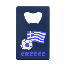 Griechenland und der griechische Flaggen-Fußballba Kreditkarten Flaschenöffner