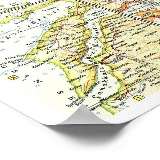 "Griechenland und die Ägäis: 1958 detaillierte Kar Poster (Ecke)