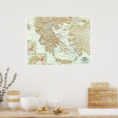 "Griechenland und die Ägäis: 1958 detaillierte Kar Poster (Küche)