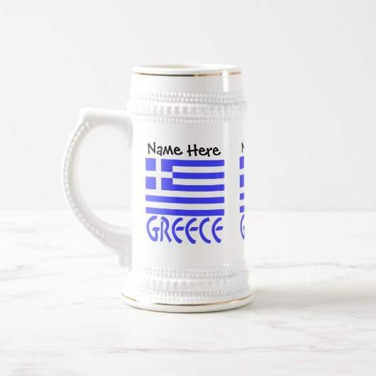 Griechenland und die griechische Flagge mit Ihrem Bierglas (Links)