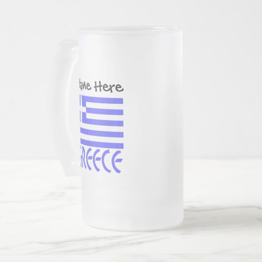Griechenland und die griechische Flagge mit Ihrem  Mattglas Bierglas (Vorderseite Links)