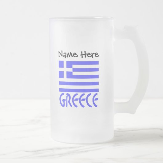 Griechenland und die griechische Flagge mit Ihrem  Mattglas Bierglas (Rechts)