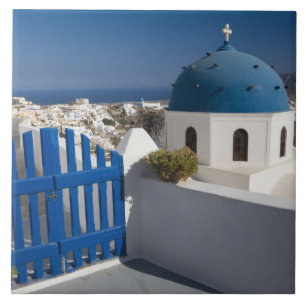 Griechenland und die griechische Insel Santorini a Fliese