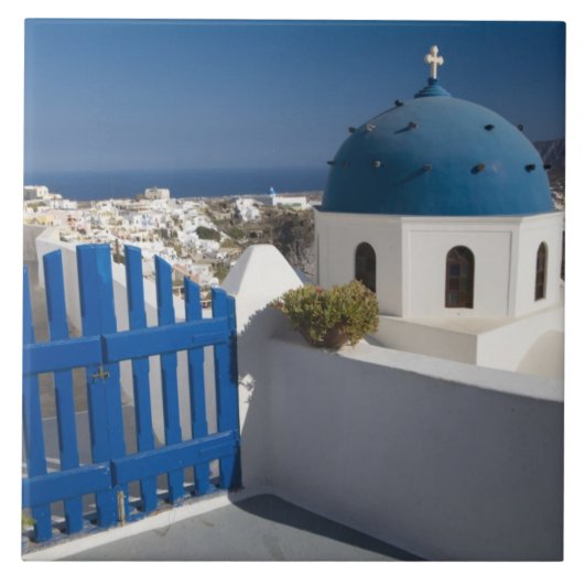Griechenland und die griechische Insel Santorini a Fliese (Vorderseite)