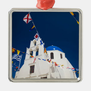 Griechenland und die griechische Insel Santorini S Silbernes Ornament