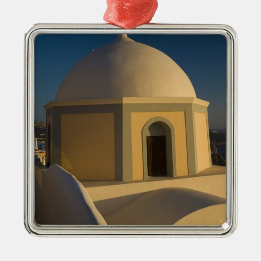 Griechenland und die griechische Insel Santorini S Silbernes Ornament (Vorne)