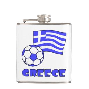 Griechenland und griechische Flagge Fußball Flachmann